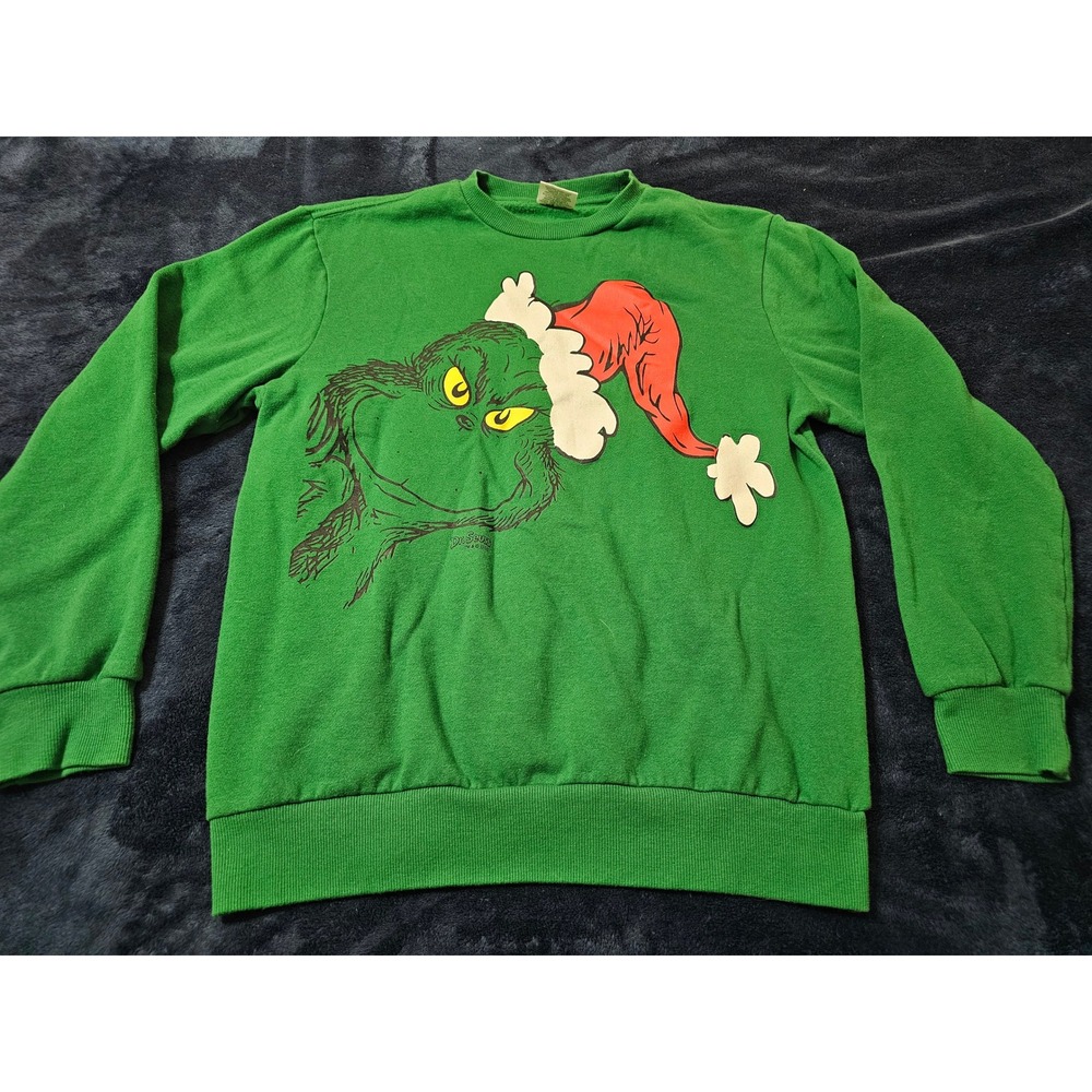 Dr. Seuss The Grinch Santa pullover sweatshirt in green pullover sz  m (38-40)